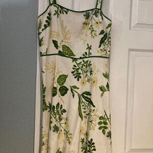 Anne Taylor petite white and green floral dress